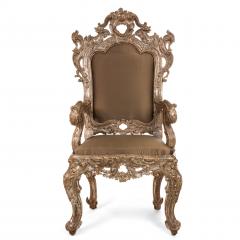 Pair of Italian Rococo Silver Gilt Throne Chair - 1399766