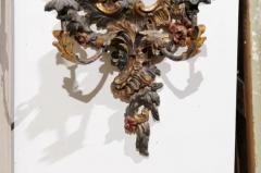 Pair of Italian Rococo Style Late 19th Century Carved and Painted Sconces - 3426860