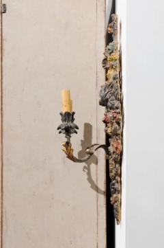 Pair of Italian Rococo Style Late 19th Century Carved and Painted Sconces - 3426918