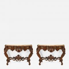 Pair of Italian Rococo Style Rosewood Consoles - 745064