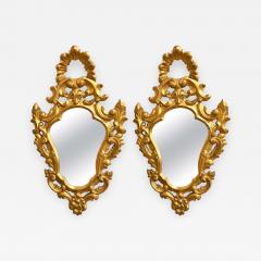 Pair of Italian Rococo Wall Mirrors Giltwood Carved - 1470812