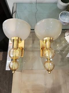 Pair of Italian Sconces Murano Glass and Brass - 1119754