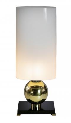 Pair of Italian Table Lamps in Brass Murano Glass Base And Shades - 3779635