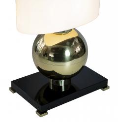 Pair of Italian Table Lamps in Brass Murano Glass Base And Shades - 3779637