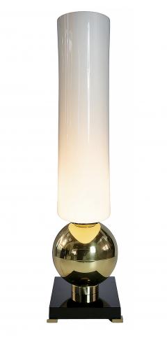 Pair of Italian Table Lamps in Brass Murano Glass Base And Shades - 3779639