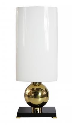 Pair of Italian Table Lamps in Brass Murano Glass Base And Shades - 3779641