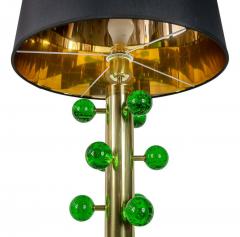 Pair of Italian Table Lamps in Brass and Green Murano Glass - 3034786