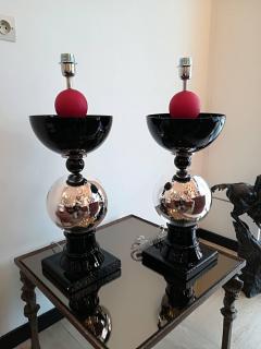 Pair of Italian Table Lamps in Handblown Murano Glass - 1119028