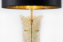 Pair of Italian Table Lamps with Leaf Form Murano Glass - 3022314