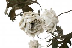 Pair of Italian Tole and Porcelain Two Light Floral Wall Appliqu s Sconces - 4163203