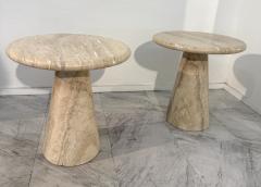 Pair of Italian Travertine Side Tables 1970s - 4314375