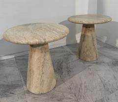 Pair of Italian Travertine Side Tables 1970s - 4314377