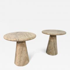 Pair of Italian Travertine Side Tables 1970s - 4319510