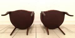 Pair of Italian Upholstered Crest Back Walnut Armchairs - 3557287