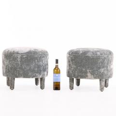 Pair of Italian Velvet Upholstered Boudoir Stools C 1970 - 4651702