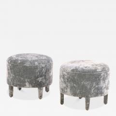 Pair of Italian Velvet Upholstered Boudoir Stools C 1970 - 4653117