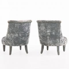 Pair of Italian Velvet Upholstered Slipper Chairs C 1970 - 4651697