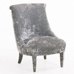 Pair of Italian Velvet Upholstered Slipper Chairs C 1970 - 4651698