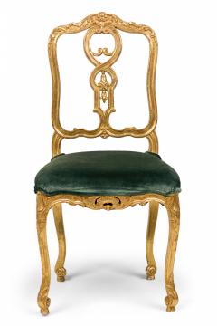 Pair of Italian Venetian 19th Century Giltwood and Green Velvet Side Chairs - 4170017