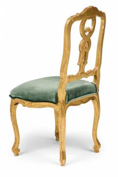 Pair of Italian Venetian 19th Century Giltwood and Green Velvet Side Chairs - 4170020