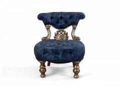 Pair of Italian Venetian Blue Tufted Chairs - 1419535