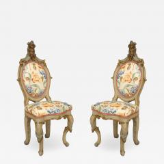 Pair of Italian Venetian Drape Side Chairs - 1421402