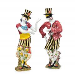 Pair of Italian Venetian Majolica Harlequin Figures - 4630109