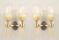Pair of Italian Venetian Murano 1940s Gold Dusted Wall Sconces - 732679