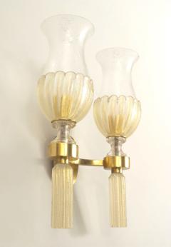 Pair of Italian Venetian Murano 1940s Gold Dusted Wall Sconces - 732680