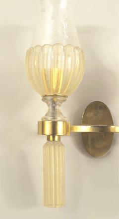 Pair of Italian Venetian Murano 1940s Gold Dusted Wall Sconces - 732681
