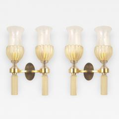 Pair of Italian Venetian Murano 1940s Gold Dusted Wall Sconces - 733019