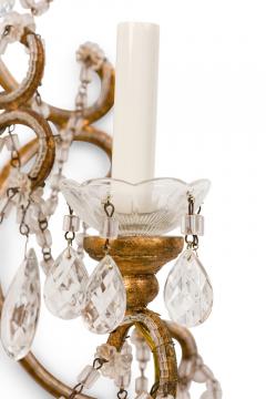 Pair of Italian Venetian Style Crystal and Metal Scroll Arm Sconces - 4655312