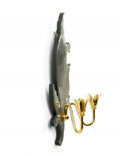 Pair of Italian Venetian Style Murano Mirrored Leaf Wall Sconces - 4657750