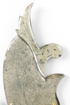 Pair of Italian Venetian Style Murano Mirrored Leaf Wall Sconces - 4657753
