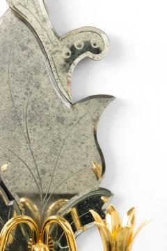 Pair of Italian Venetian Style Murano Mirrored Leaf Wall Sconces - 4657754