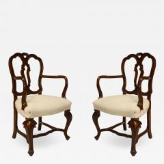 Pair of Italian Venetian Walnut Arm Chairs - 1407669