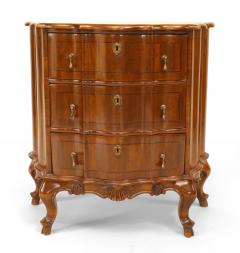 Pair of Italian Venetian Walnut Bombe Shaped Bedside Commodes - 4631013