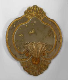 Pair of Italian Venetian wall mirrors with eglomise decoration and Shell lights - 4630152