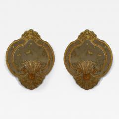 Pair of Italian Venetian wall mirrors with eglomise decoration and Shell lights - 4645199