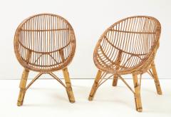 Pair of Italian Vintage Bamboo Scoop Chairs - 2161872