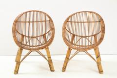 Pair of Italian Vintage Bamboo Scoop Chairs - 2161874