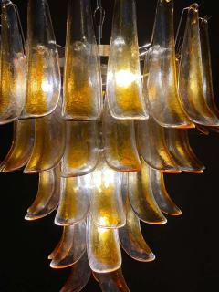 Pair of Italian Vintage Murano Chandelier with Amber Glass Petals 1970s - 1816996