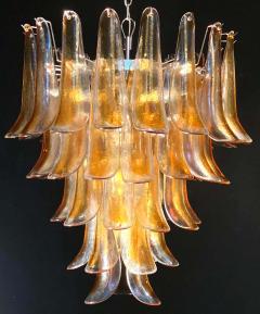 Pair of Italian Vintage Murano Chandelier with Amber Glass Petals 1970s - 1816998