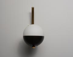 Pair of Italian Wall Sconces in Brass and Opaline Glass 1950s - 4386709