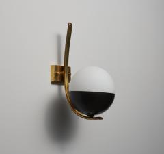 Pair of Italian Wall Sconces in Brass and Opaline Glass 1950s - 4386713