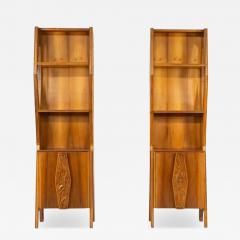 Pair of Italian Wall Units Walnut 1970s - 4618885