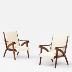 Pair of Italian Walnut Armchairs circa 1940 - 4449373