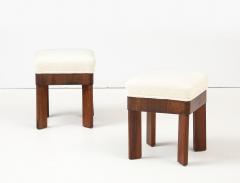 Pair of Italian Walnut Art Deco Stools circa 1930 - 4449275