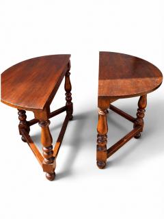 Pair of Italian Walnut Demilune Consoles circa 1850 - 4806811