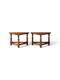Pair of Italian Walnut Demilune Consoles circa 1850 - 4812980